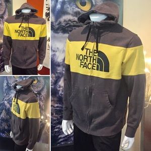 North Face Yellow.and Grey Mens Zip Up Hoodie